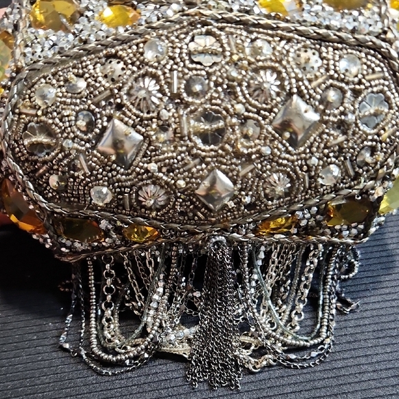 Mary Frances Silver and Gold Crystal Clutch